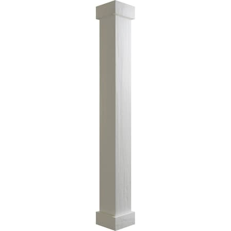 Ekena Millwork Rough Cedar Faux Wood Non-Tapered Square Column Wrap w/ Standard Capital & Base, 6"W x 8'H COLURC06X096STUF